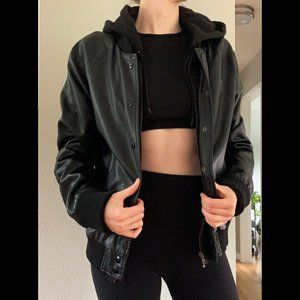 Obey Hooded Faux Leather Jacket